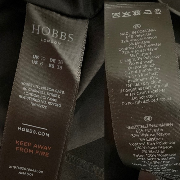 Hobbs Jackie Sheath Dress Ponte Knit Sleeveless Black White‎ Colorblock Size 6 - Picture 15 of 16